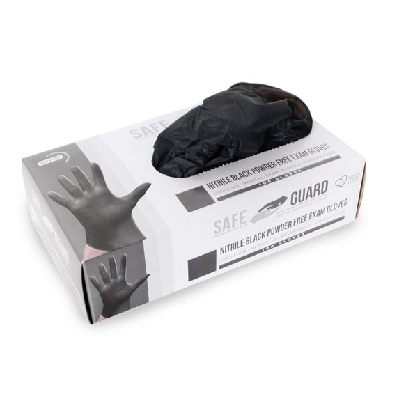 Nitrile Disposable Gloves, Powder-Free, Latex-Free, Black, Small, 100 Count
