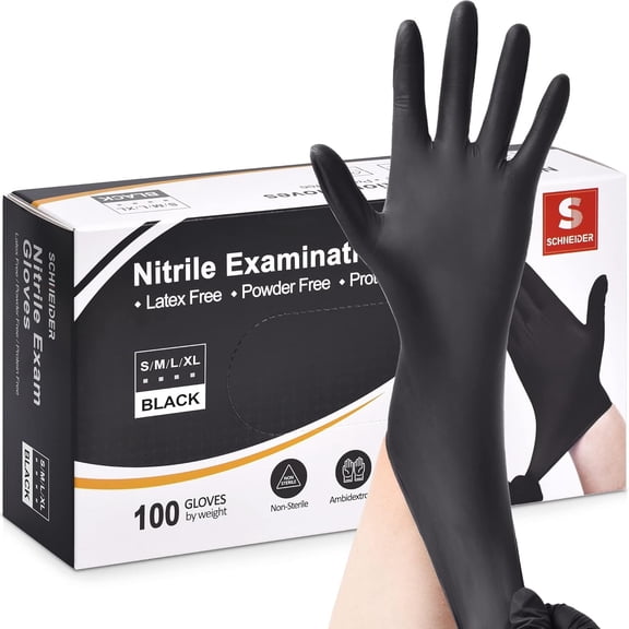Nitrile Exam Gloves, Black, 4-mil, Latex-Free, Powder-Free, Food-Safe
