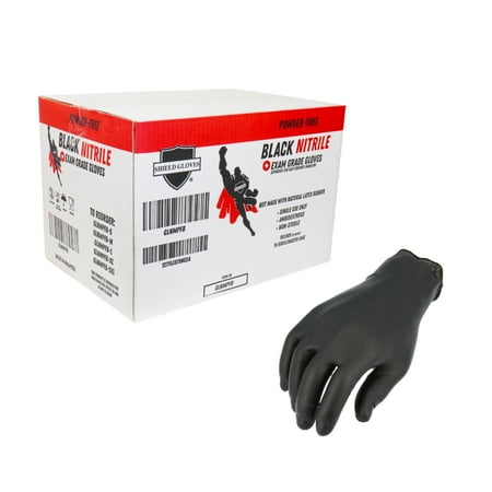Nitrile Exam Powder Free Disposable Gloves, Fingure Textured, Beaded Cuff, Black, 6 Mil, Small, 36000 Pack