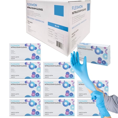 Nitrile Exam and Medical Disposable Gloves, 4.2 Mil, Large 1000/Box by FLEXMON