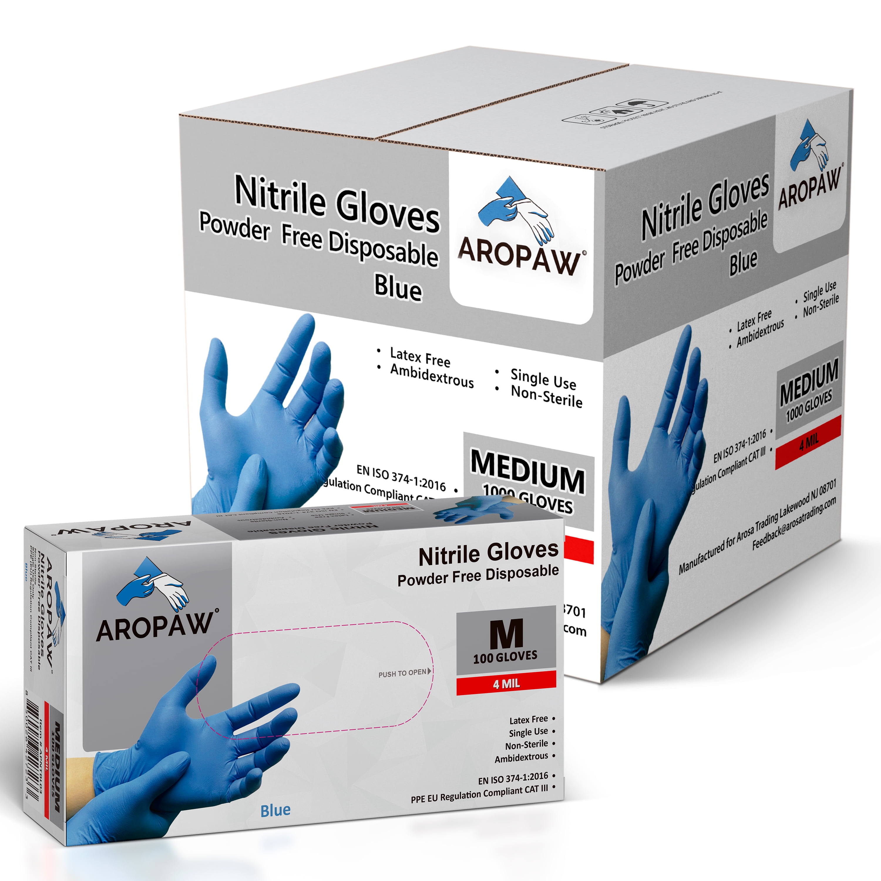 Nitrile Gloves Case, Disposable Gloves 4 MIL, Comfortable, Powder Free, Latex Free |10 Boxes | 1000 Gloves (Medium)