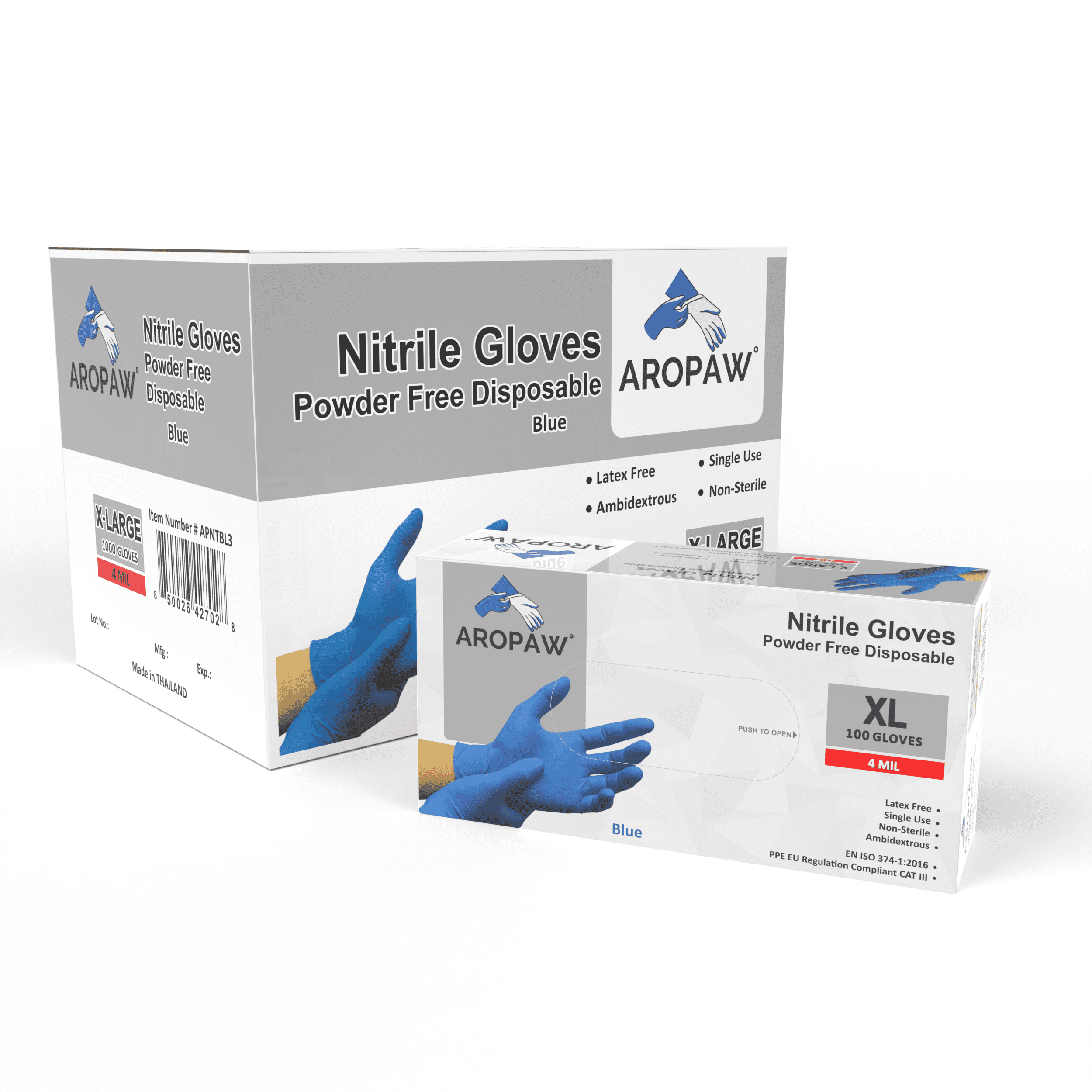 Nitrile Gloves Case, Disposable Gloves 4 MIL, Comfortable, Powder Free, Latex Free |10 Boxes | 1000 Gloves (X-Large)