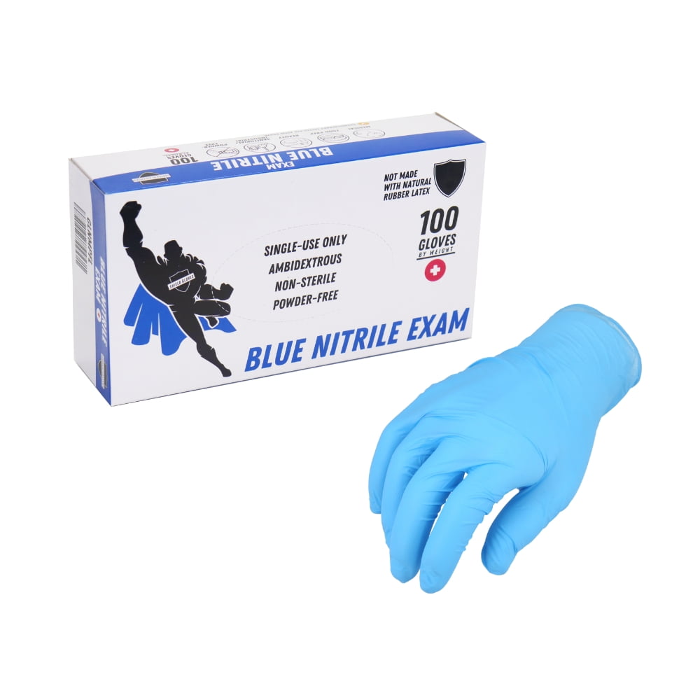 100 Pack of Blue Nitrile Gloves, Latex-Free, Size Bahrain Ubuy