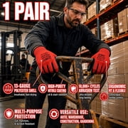Nitrile Coated Work Gloves for Men and Women, Breathable Garden Gloves with Secure Grip for Yard Work, Construction, Mechanics and Landscaping, Red, 1 Pair