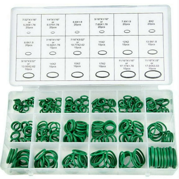 Nitrile Rubber Automotive Ac O-Rings Kit, O-Ring Assortment Set For Air Conditioning, Plumbing, Heat Resistance, Rubber O Ring Kits, 270Pcs, Sealing Gasket Washer, Green