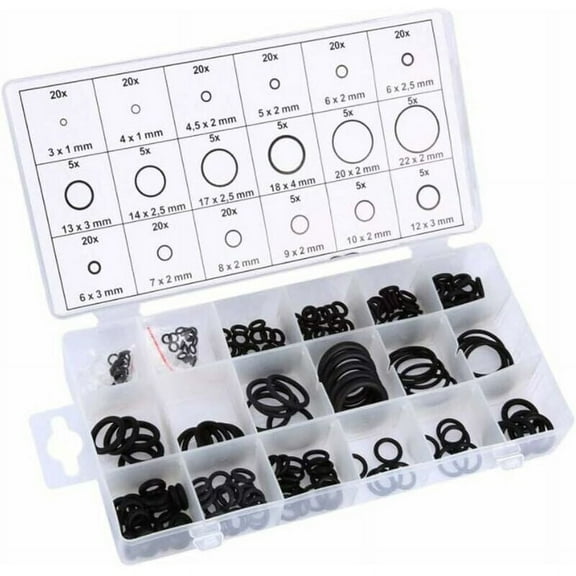 Nitrile Rubber O-Ring Assortment, 18 Sizes Sealing Gaskets For Plumbing, Automotive Repair, Refrigeration System Seal, Heat Resistant, With Convenient Storage Case