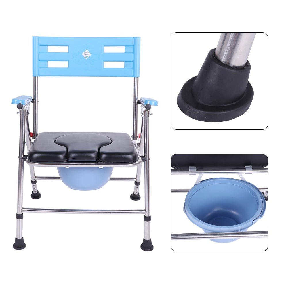 Nitrip Steel Foldable Elderly Commode Chair Toilet Seat Pregnant Woman Toilet Stool Shower Chair