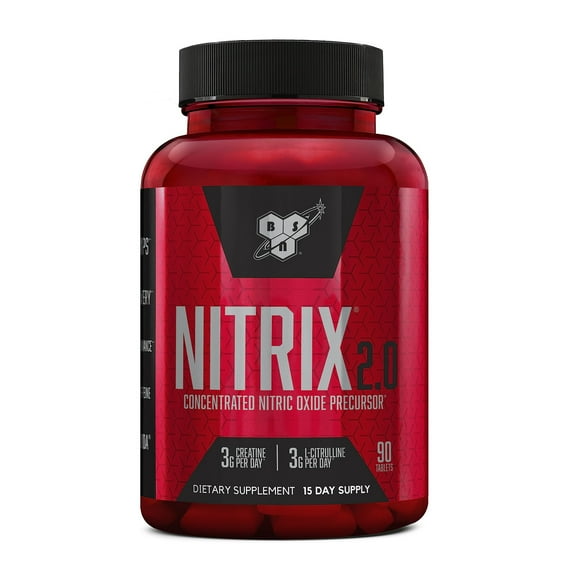 BSN NITRIX 2.0, Workout Supplement, Nitric Oxide Precursors, 90 Tablets, 30 Servings