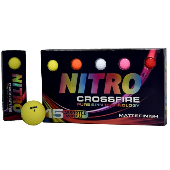 Nitro 2024 Crossfire Golf Balls 15-Pack [Matte Assorted]