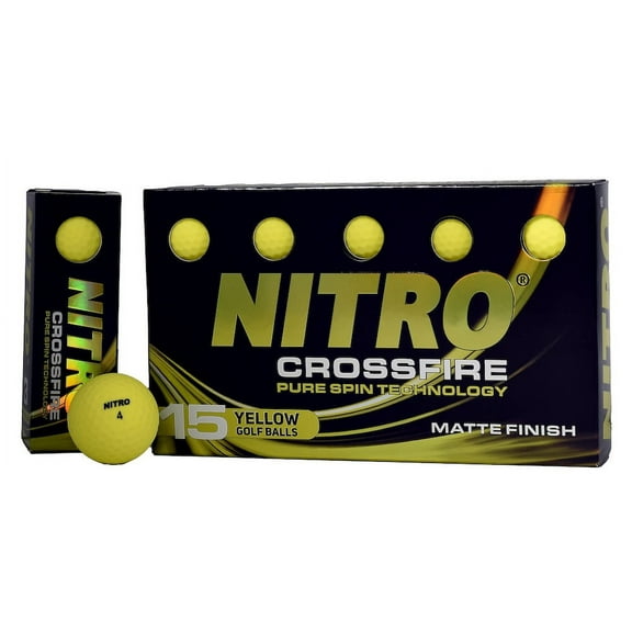 Nitro 2024 Crossfire Golf Balls 15-Pack [Matte Yellow]