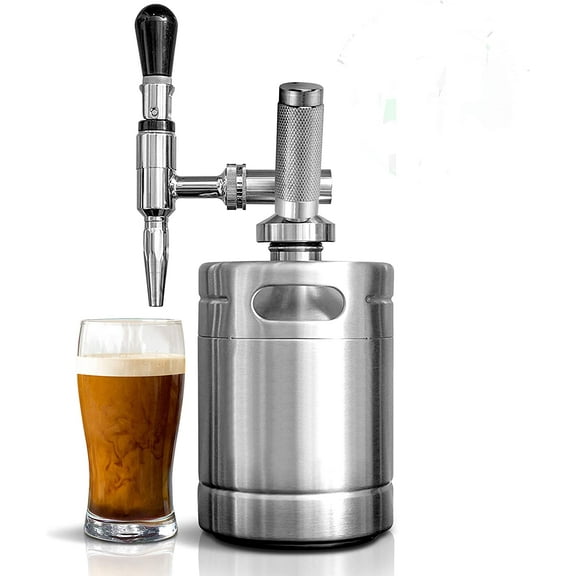 Nitro Cold Brew Coffee Maker - Home Brew Coffee Keg, Nitrogen Coffee Machine Dispenser System w/ Pressure Relieving Valve Kit & Stout Creamer Faucet, Stainless steel - NCNTROCB10