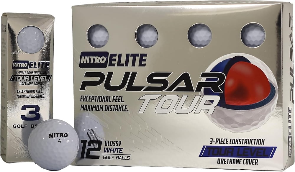 Nitro Elite Pulsar Tour Bright Golf Balls 1-Dozen White Bright ...