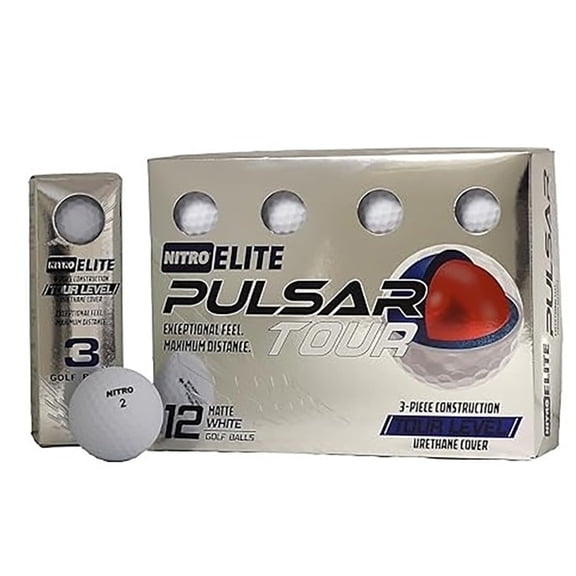 Nitro Elite Pulsar Tour Golf Balls, 12pk, White