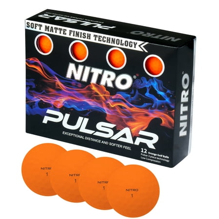 Nitro Golf Pulsar Exceptional Distance Golf Balls, Orange, 13 lb, (12 pack)