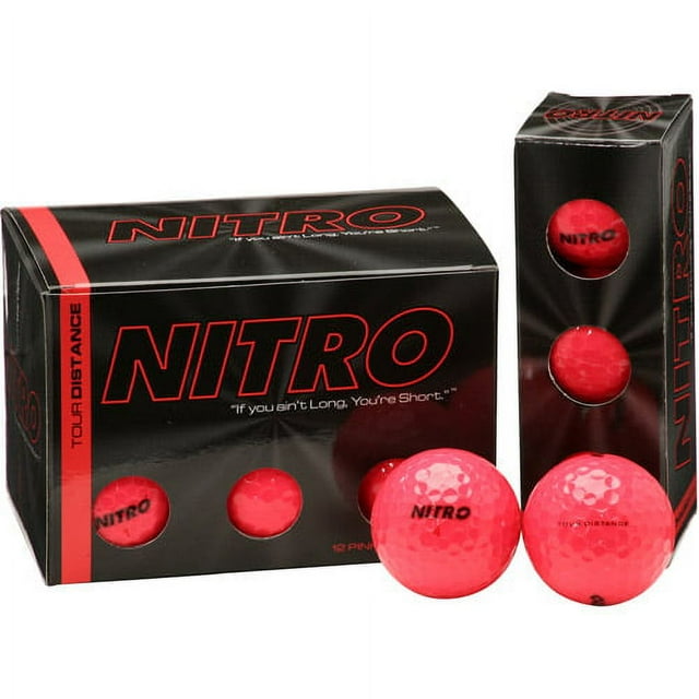 Nitro Golf Tour Distance Golf Balls, Pink, 12 Pack