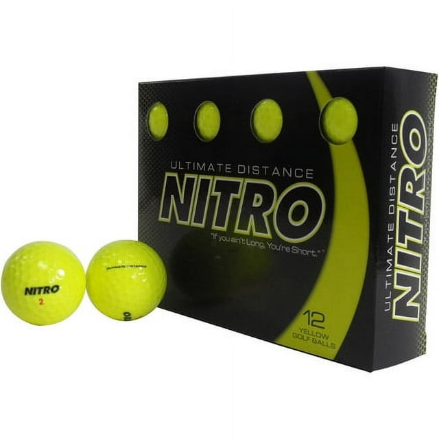Nitro Golf Ultimate Distance Golf Balls, Yellow, 12 Pack