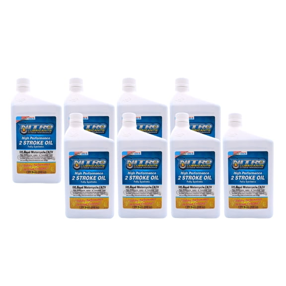 Nitro Lubricants 2 Stroke Engine Oil – Semi-Synthetic, 1 Quart (8-Pack)