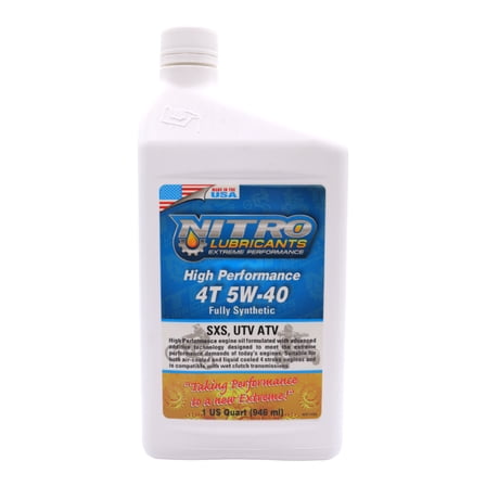 Nitro Lubricants 5W-40 4 Stroke Engine Oil – Semi-Synthetic, 1 Qt – Made in USA
