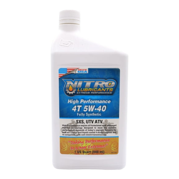 Nitro Lubricants 5W-40 4 Stroke Engine Oil – Semi-Synthetic, 1 Qt – Made in USA