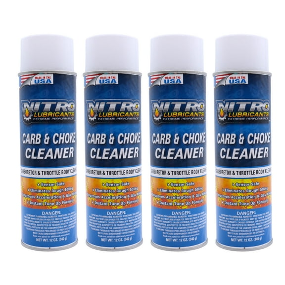 Nitro Lubricants Carb & Choke Cleaner - 12oz Sensor Safe, Fast Clean (4-Pack)