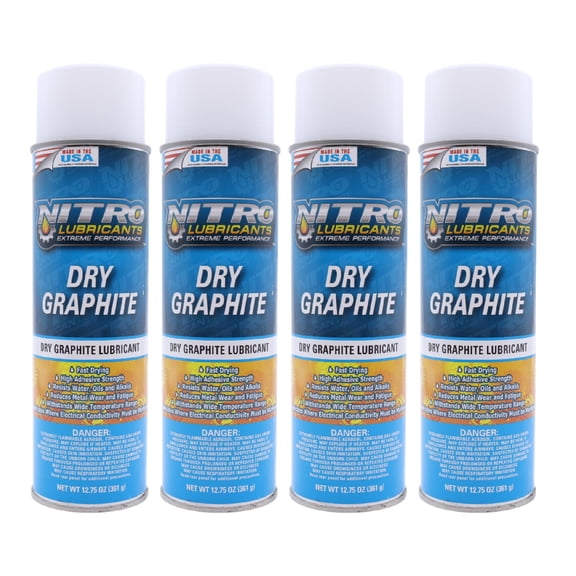 Nitro Lubricants Dry Graphite Spray – 12.75oz Fast-Dry High Temp Lube (12-Pack)