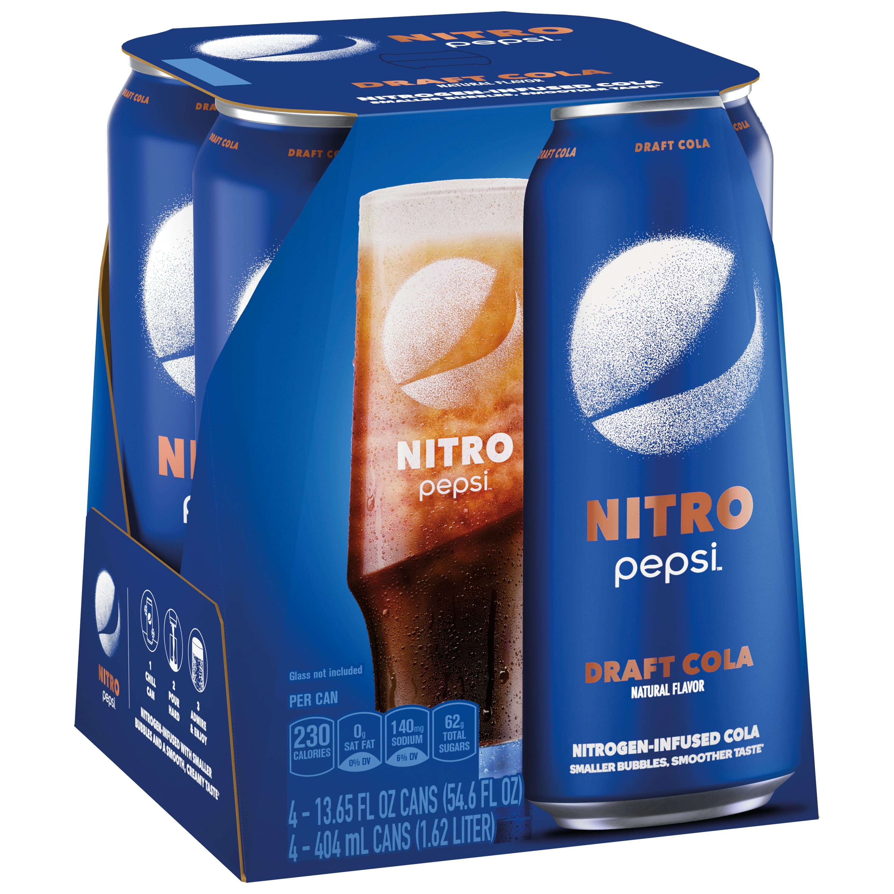 Nitro Pepsi Draft Cola 13.65 fl oz, 4 Count