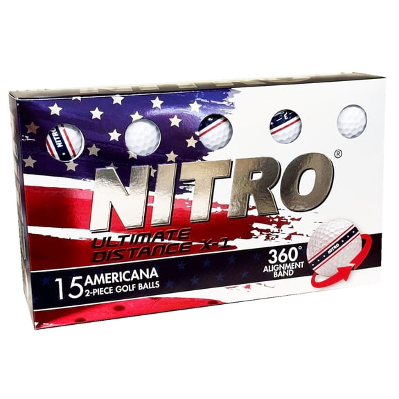 Nitro Ultimate Distance X1 Americana 360 Golf Balls [15-Ball] White
