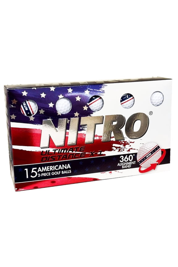 Nitro Ultimate Distance X1 Americana 360 Golf Balls [15-Ball] White