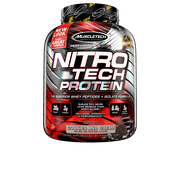 NitroTech Protein Powder Plus Muscle Builder, 100% Whey Protein with Whey Isolate, Cookies & Cream, 40 Servings (4lbs)