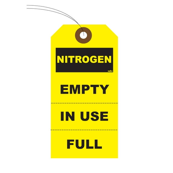 Nitrogen Full In Use Empty Cylinder tag (25/pack)