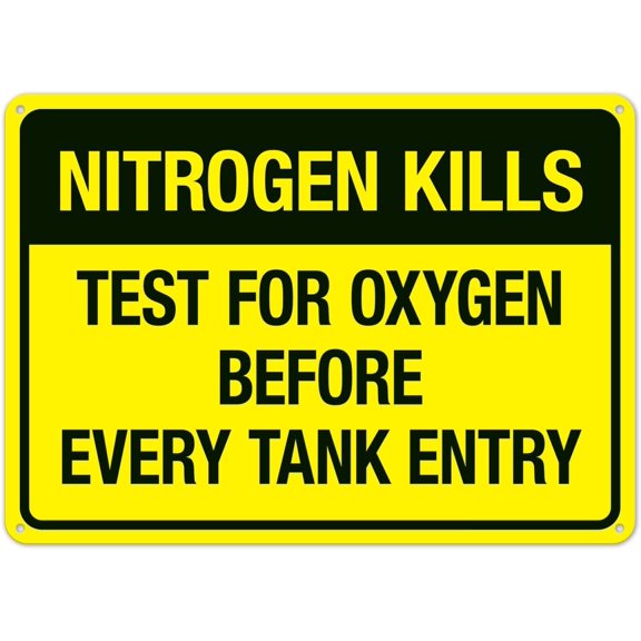 Nitrogen Kills Sign Metal Sign 12X8 Inches