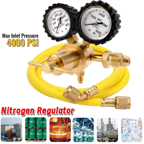 Nitrogen Regulator, CGA580 Inlet, 1/4" Flare, 0-800/4000 PSI Output with Hose