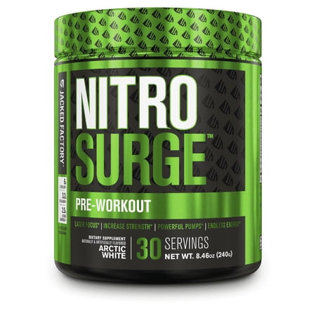 Nitrosurge Pre-Workout Powder - Endless Energy, Instant Strength Gains, Clear Focus & Intense Pumps - 30 Servings, Arctic White