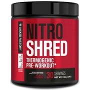 NITROSURGE Shred Pre Workout Supplement - Energy Booster, Instant Strength Gains, Sharp Focus, Powerful Pumps - Nitric Oxide Booster & PreWorkout Powder - 30Sv, Black Cherry
