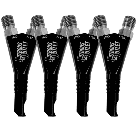 Nitrous Outlet 1/8" NPT Wet Nitrous Nozzle - 4 Pack/90 Degree Discharge/Aluminum