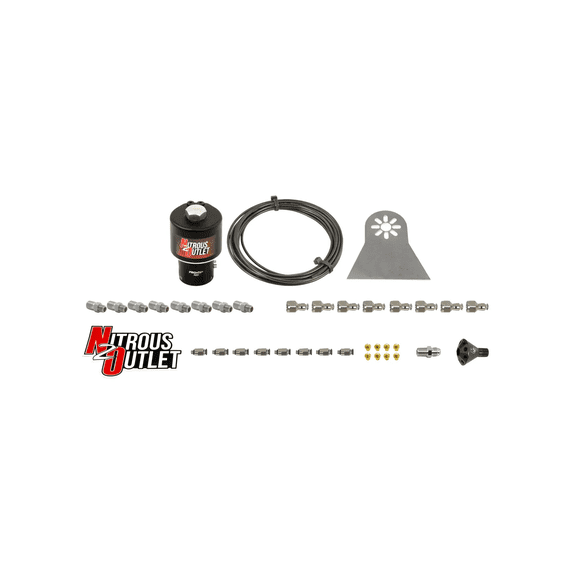 Nitrous Outlet Dry 8 Cylinder Solenoids Forward Direct Port Conversion Kit - .178 Trashcan Nitrous Solenoid/Nylon Hose/Showerhead Distribution Block/Plate Fittings (Includes 200HP Jetting)