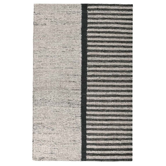 Nitt 8 x 10 Large Handwoven Jute Wool Area Rug, Asymmetrical, Brown, Black