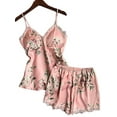 thumbnail image 1 of Nituyy 2Pcs Women Satin Silk Sleepwear Lace V Neck Pyjamas Set, 1 of 6