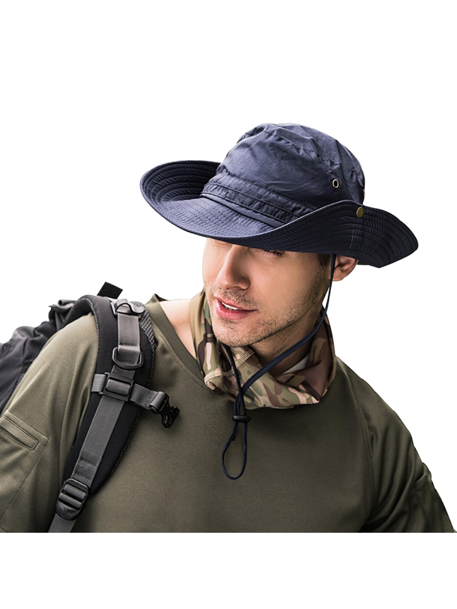 Nituyy Breathable Wide Brim Boonie Hat Outdoor Sun Protection Mesh Safari Cap - image 1 of 2