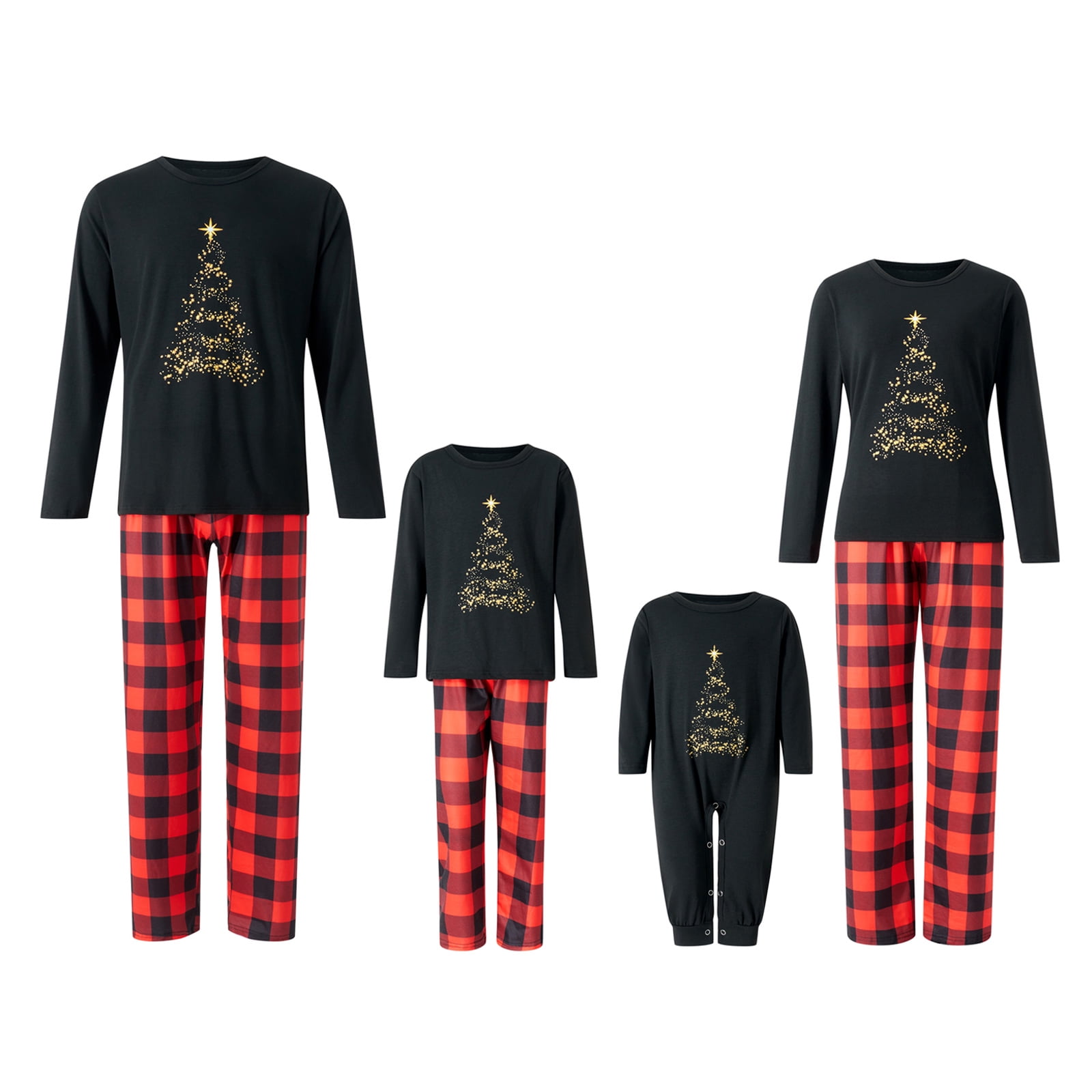 Nituyy Christmas Family Matching Pajama Red Holiday Pjs Sets Cotton ...