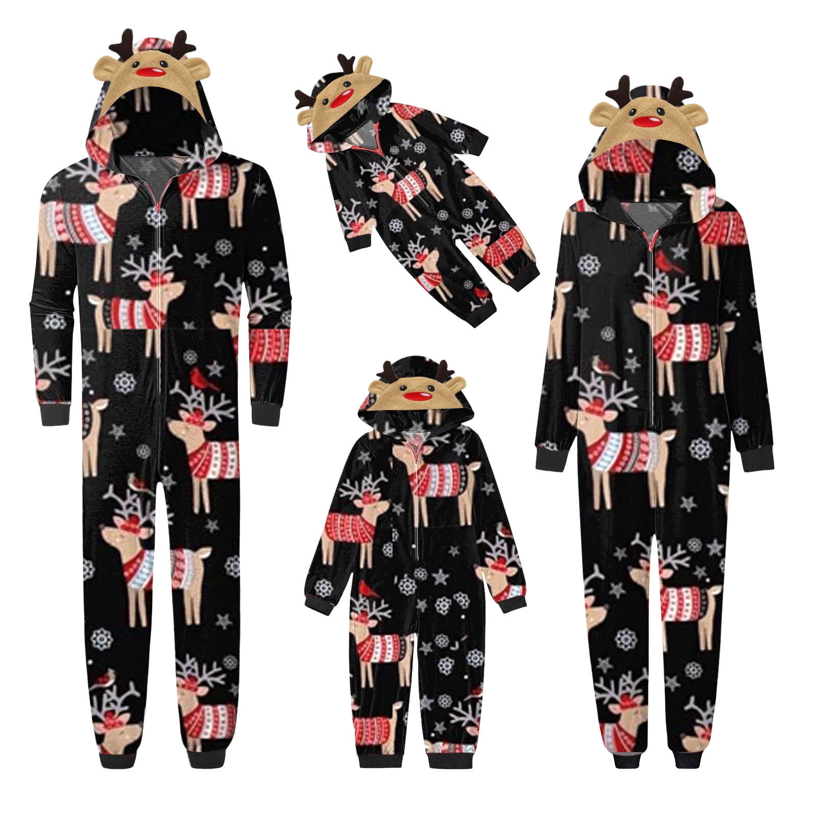 Family Matching Christmas Pajamas - Red Holiday PJ Sets With Bear/Penguin Print - View #12