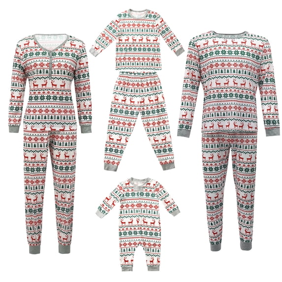Nituyy Christmas Family Matching Pajamas Set Adult Kids Baby Deer Printed Tops+Plaid Pants Sleepwear Nightwear Set