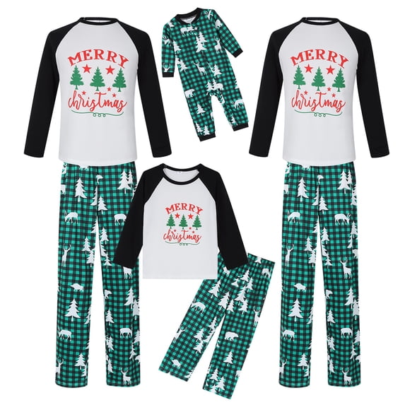 Nituyy Christmas Family Pajamas Set Reindeer Pattern Tops And Pants