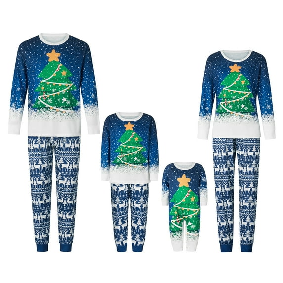 Nituyy Christmas Family Pajamas Set Reindeer Pattern Tops And Pants