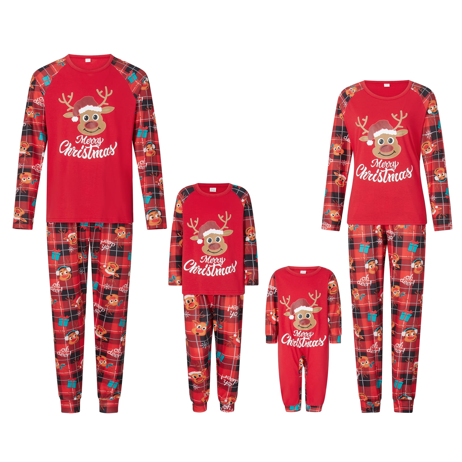 Nituyy Christmas Pajamas for Family Matching Pjs Set Classic Plaid Xmas ...
