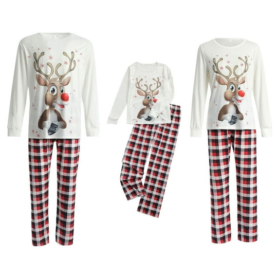Nituyy Family Christmas Pajamas Matching Sets Xmas Matching Pjs for Adults Kids Holiday Home Xmas Family Sleepwear Set
