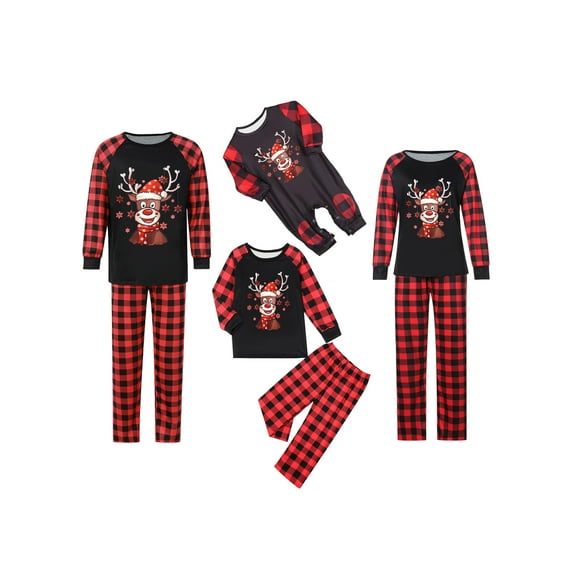Nituyy Family Christmas Pjs Matching Sets 2023 Plaid Holiday Sleepwear Christmas Pajamas for Family Plus Size Xmas Jammies
