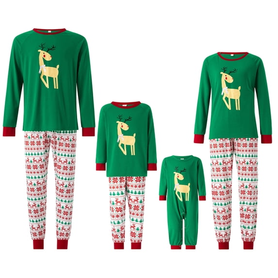 Nituyy Family Christmas Pjs Matching Sets Reindeer and Snowflake Patterned Sleepwear Xmas PJS Set for Couples and Kids