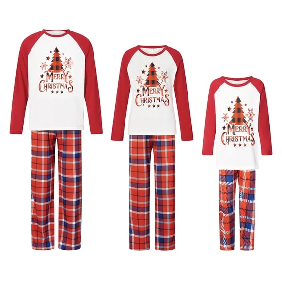 Nituyy Family Matching Christmas Pajamas Set Cotton Xmas Deer Holiday Pajamas Sleepwear Dad Mom Kids PJs