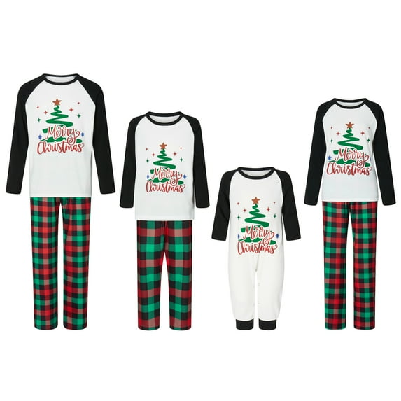 Nituyy Family Matching Christmas Pajamas Set Xmas Long Sleeve Sleepwear Nightwear For Couples Kids Baby